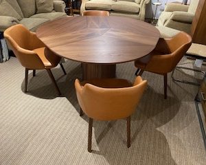 Skovby Circle extending dining table and 4 Leather chairs