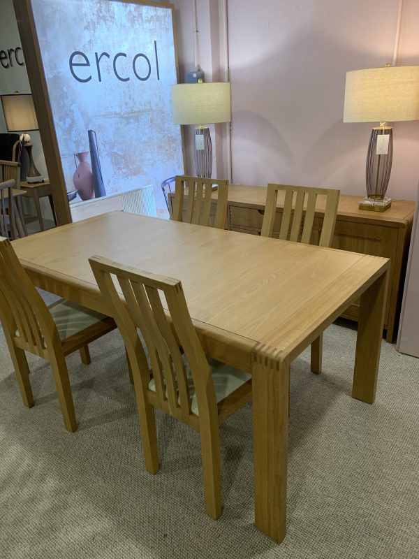 Ercol Bosco medium extending table and 4 x Bosco chairs