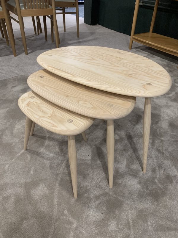 Ercol Pebble nest of tables Display in CM finish